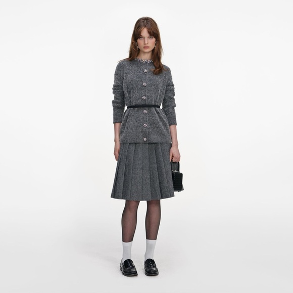 Self portrait CHARCOAL CRYSTAL TRIM CARDIGAN $570 NWT - Picture 6 of 7